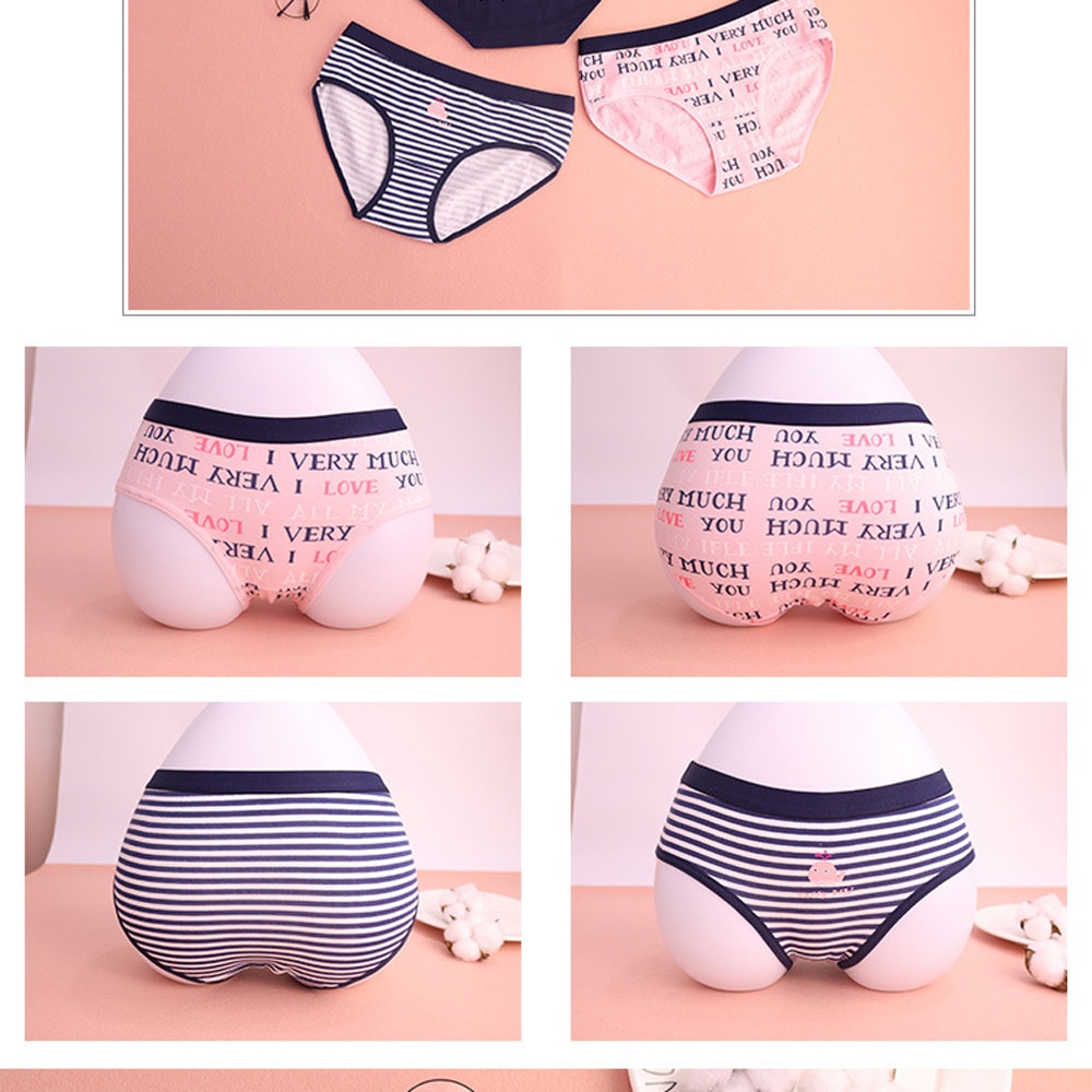 Women Panties Sexy Japan Harajuku Sweet Letter Sea Floral Print WDC504. 