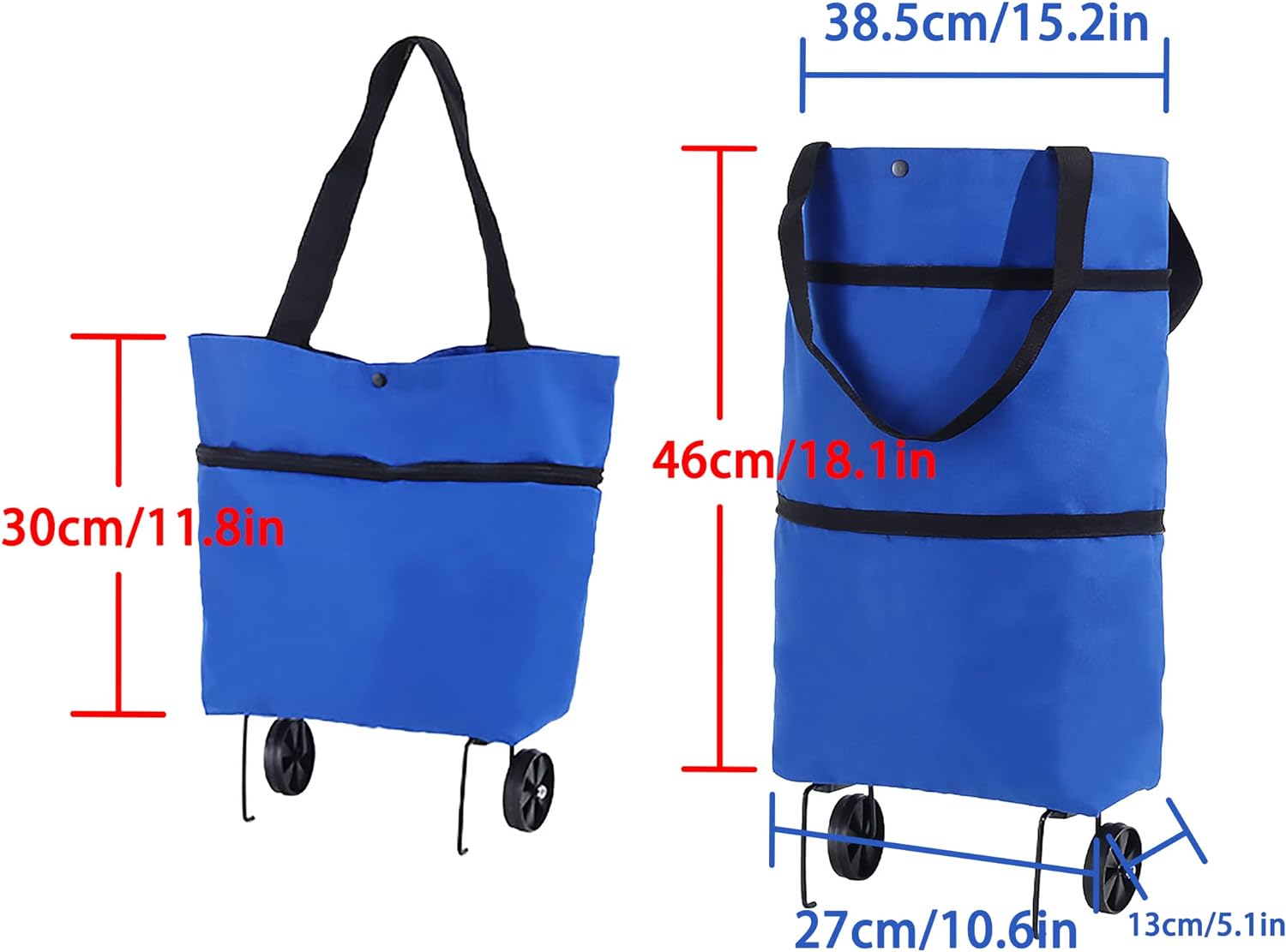 Collapsible Trolley Bags,Shopping Trolley on Wheels,2 in 1 Shopping Cart for Home Supermarket. 