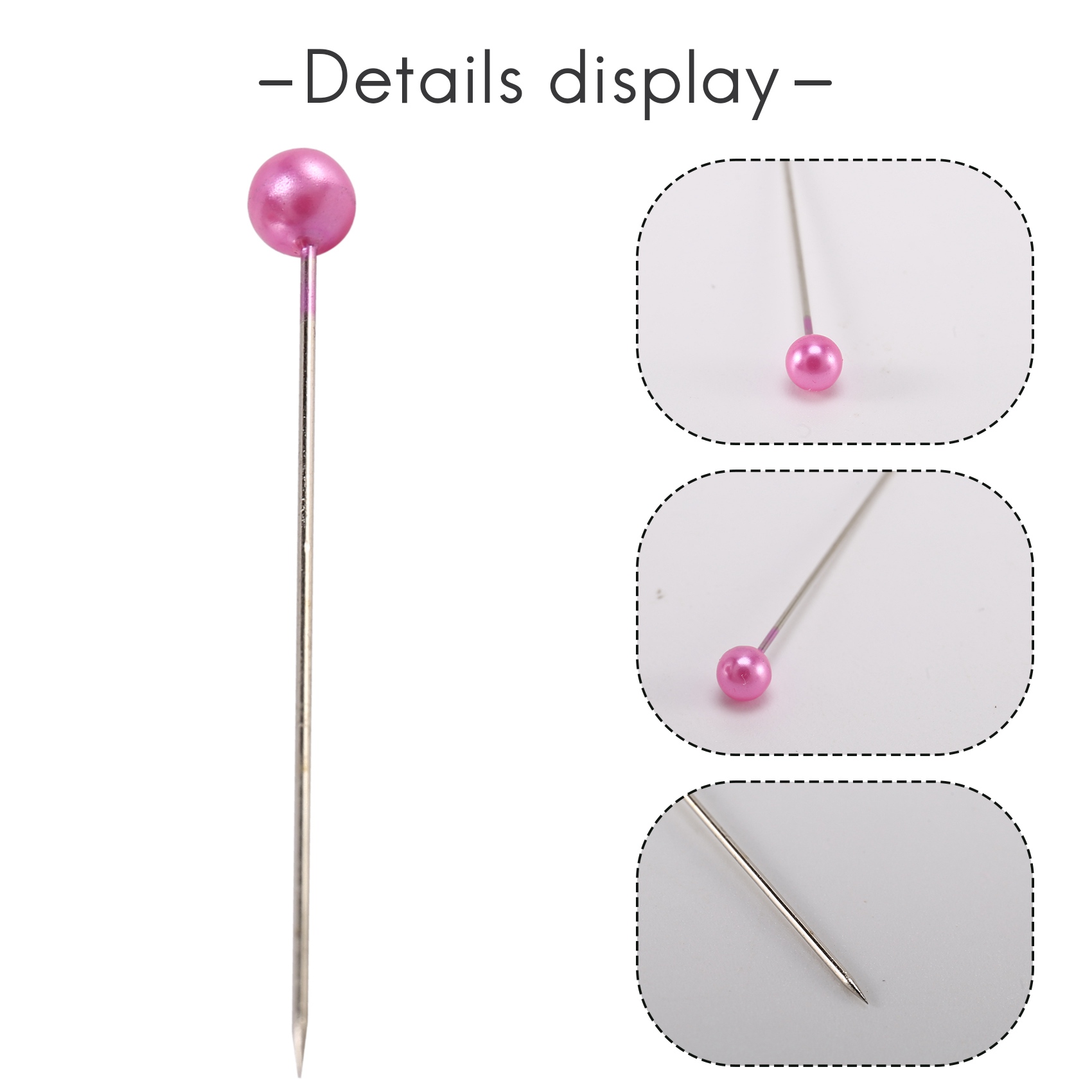 500Pcs Sewing Pins Pearl Needles Pink Fabric Cover Pin Cushion Bottle Tailoring Process. 