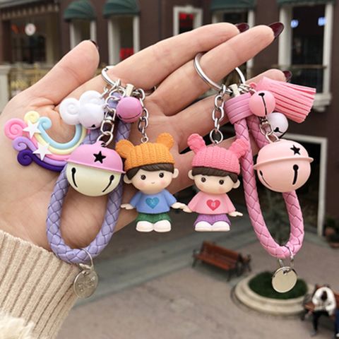 Creative Couple Keychain Pendant a Pair of Korean Cute Cartoon Key Chain Women's Car Key Chain Circle Backpack Pendant. 
