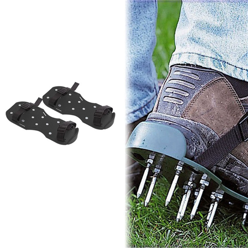 Nullmul 2 Pair of Garden Grass Scarifying Shoes 4.2CM Lawn Spikes Scarifying Shoes Self-Leveling Epoxy Tools Black. 