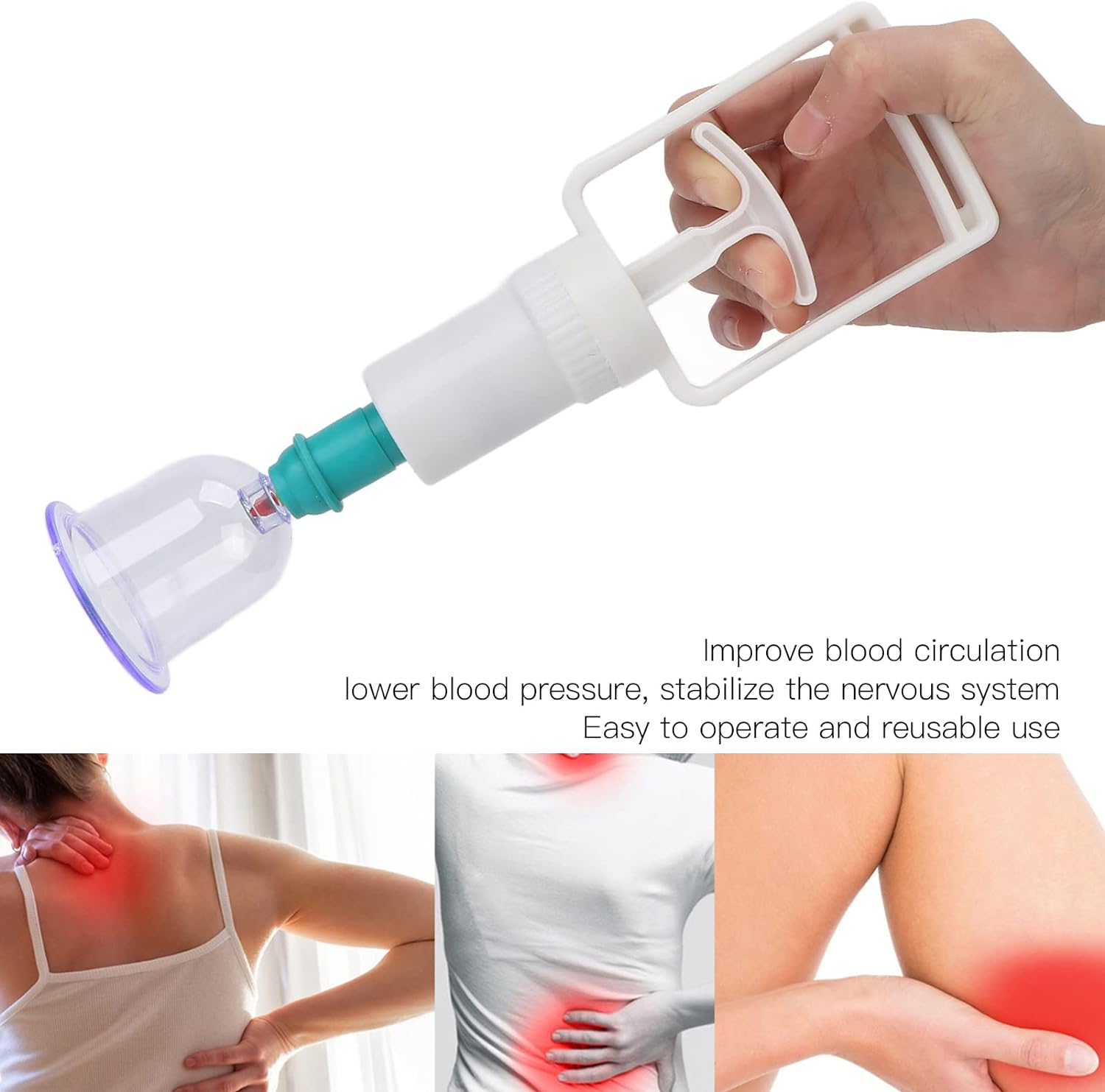 6pcs Cupping Cup,Professional Cupping Therapy Set Plastic Vacuum Suction Cup with Hand Pump for Back Neck Pain. 