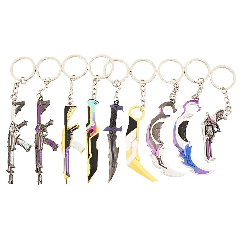 Valorant Melee Reaver 2.0 Karambit Keychain Game Peripheral M4 Samurai Model Metal Key Ring Pendant Jewelry Male Gift