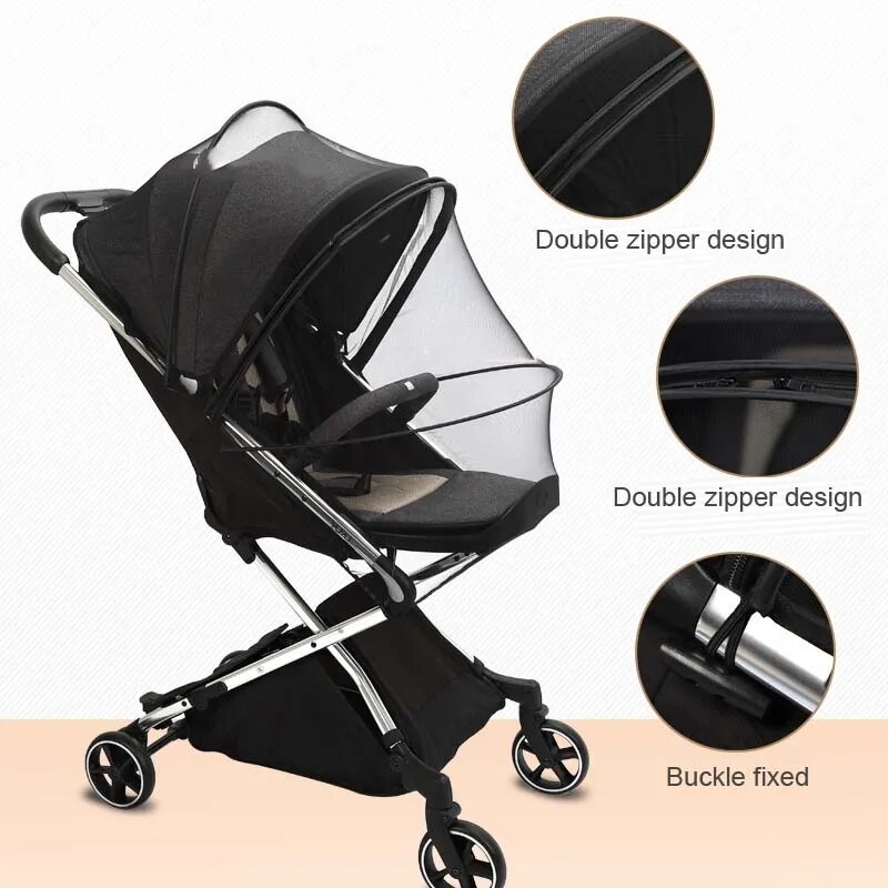 【hot】 Fly Protection Zipper Type Net Accessories Children's Crib Summer Mesh Carriage Full Cover Mosquito Net Baby Stroller Trolley