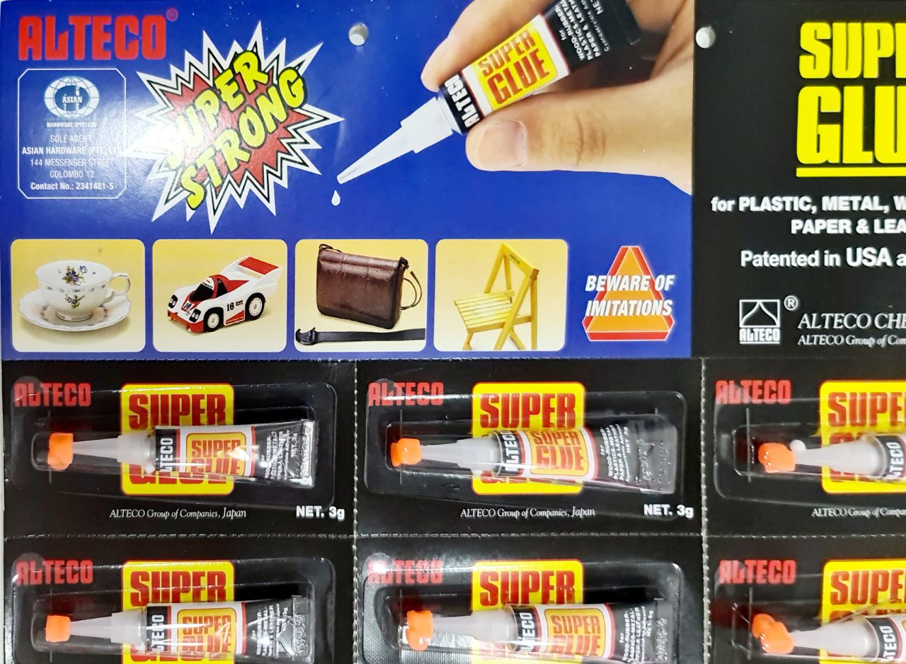 ORIGINAL ALTECO JAPAN Super Glue  For wood Rubber Plastic Metal Paper Leather Glue 1x3gx12 Pcs. 