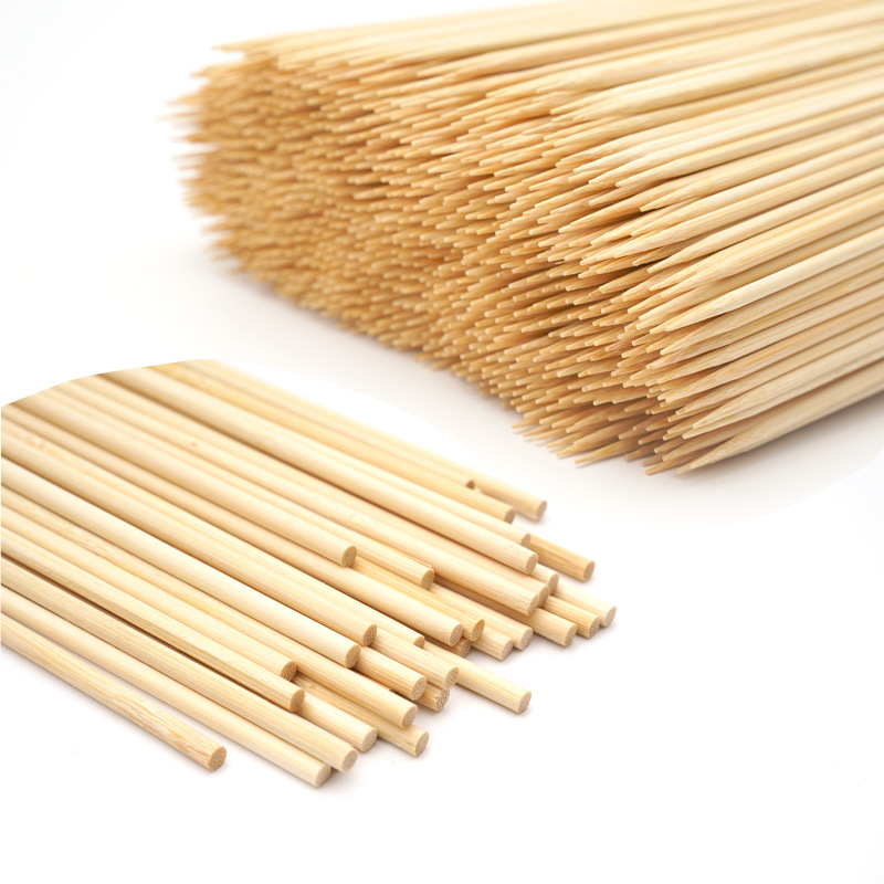 50pcs Bamboo Stick Food Grade Bamboo Skewer Sticks Disposable Natural Wood Long Stick For Barbecue Fruit BBQ Tools. 