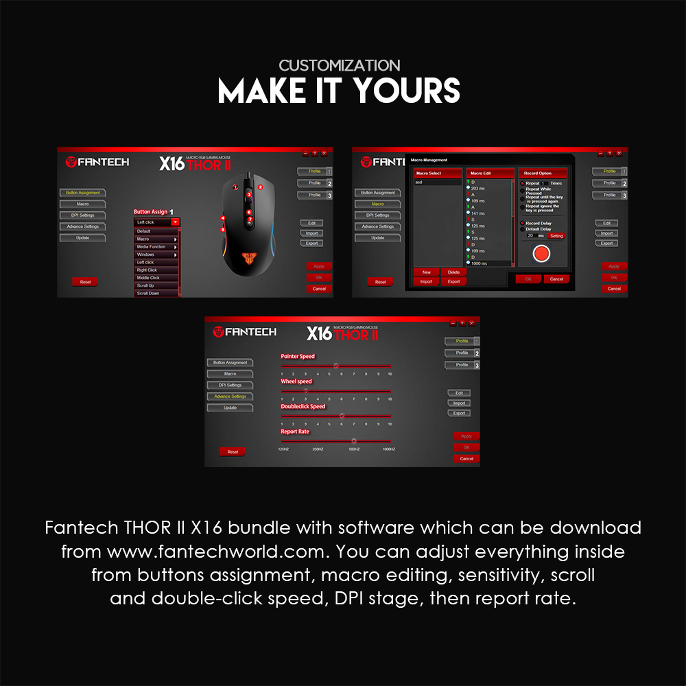FANTECH X16 THOR II  V2  | x9 MACRO RGB GAMING QUALITY MOUSE. 