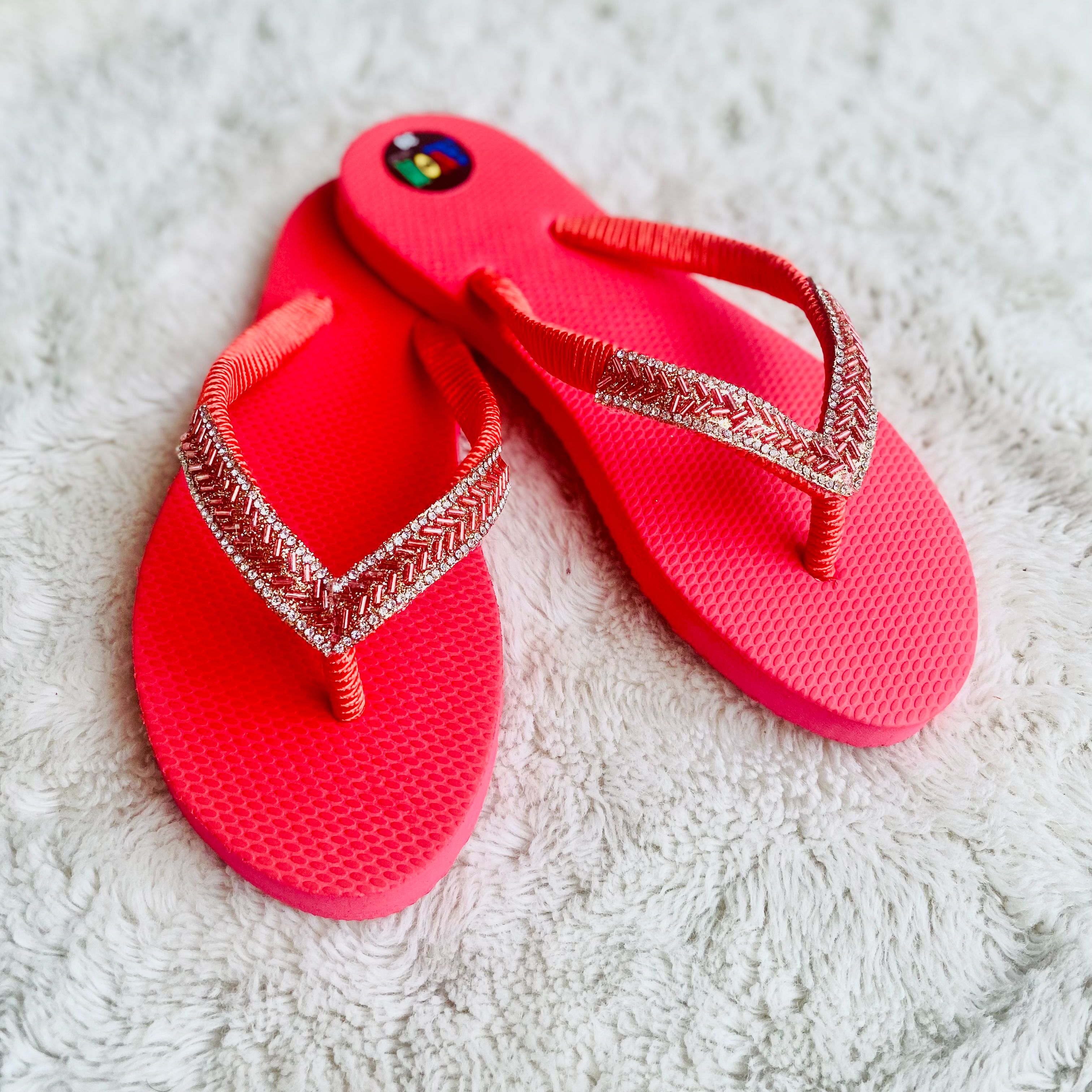 Red hot sale ladies slippers