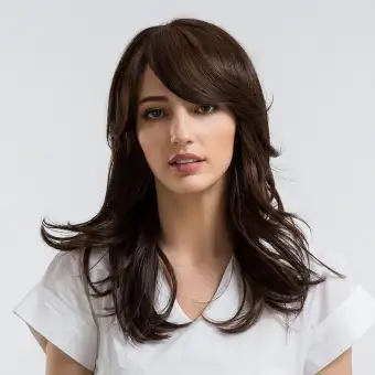 1 Pcs Women Lady Girl Wig Medium Length Hair Dark Brown Natural