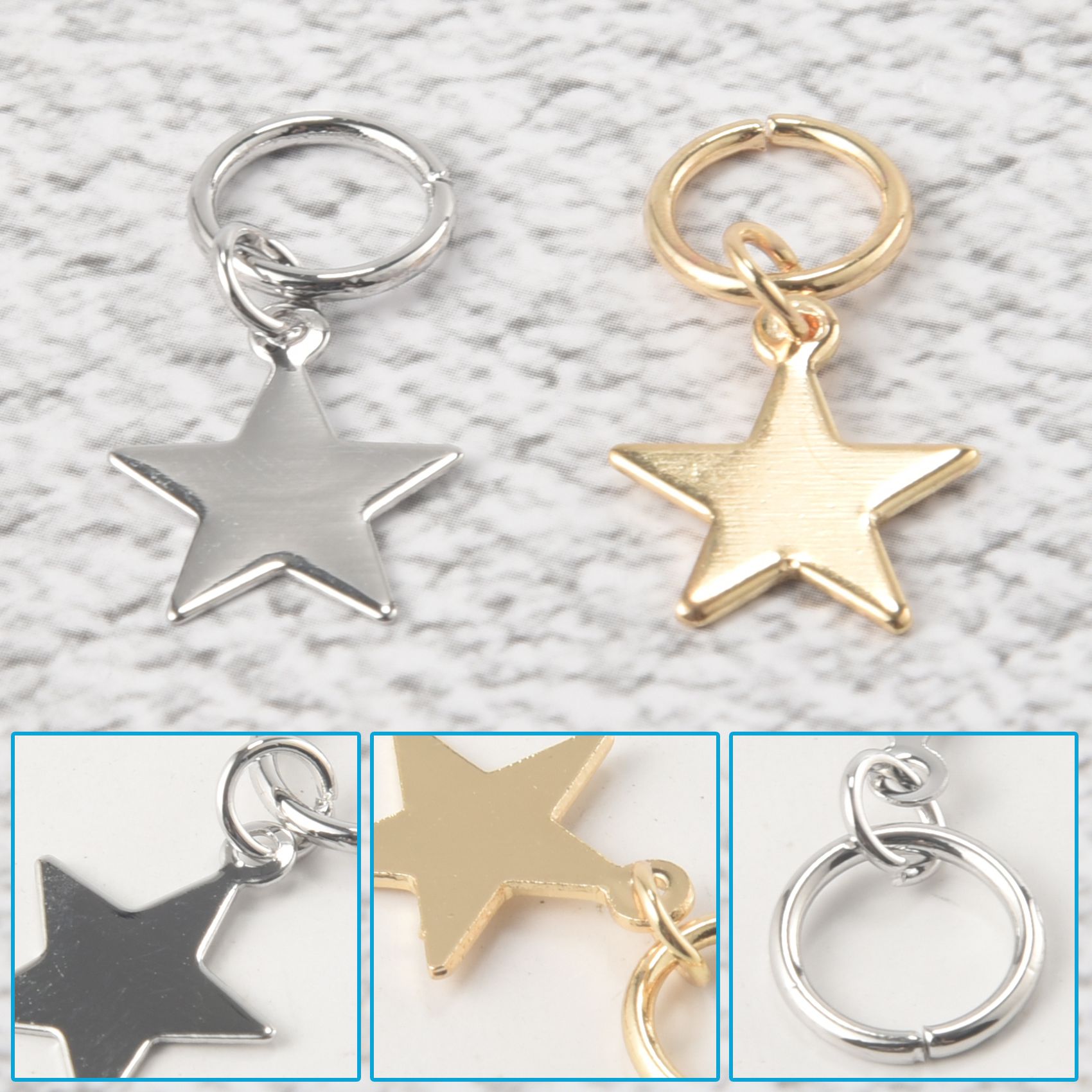 10pcs Lady Girls Silver & Gold Star Hair Rings Braids Hair Clips. 
