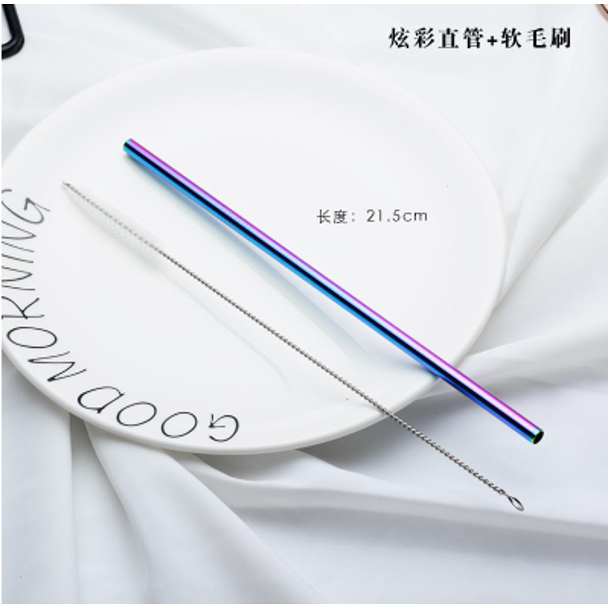 Reusable 304 Stainless Steel Straws Straight Bent Metal Drinking Straw with Cleaning Brush Set Party Bar Accessories