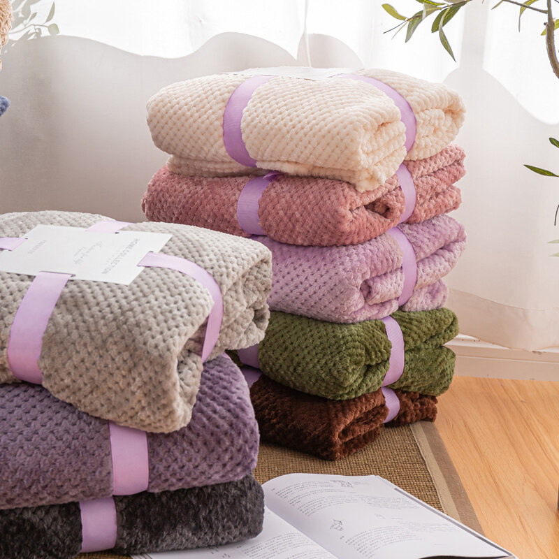 Super Soft Fluffy Plaid Winter Bed Blankets Large Thick Fleece Sofa Blanket Pink Small Microfiber Blanket for Kids Bedding Home. 