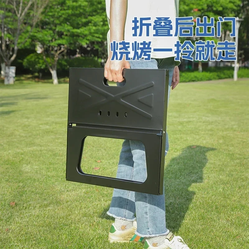 Bbq Machine Bbq Collection Portable Charcoal Grill  Charcoal Grill, Folding X Type Portable Lightweight Barbecue Grill Tools, For Outdoor Grilling Cooking Camping Hiking Picnics (Grill) Big Bbq Grill Large Size  - Black Bbq ග්‍රිල් විශාල ප්‍රමාණය - කළු. 