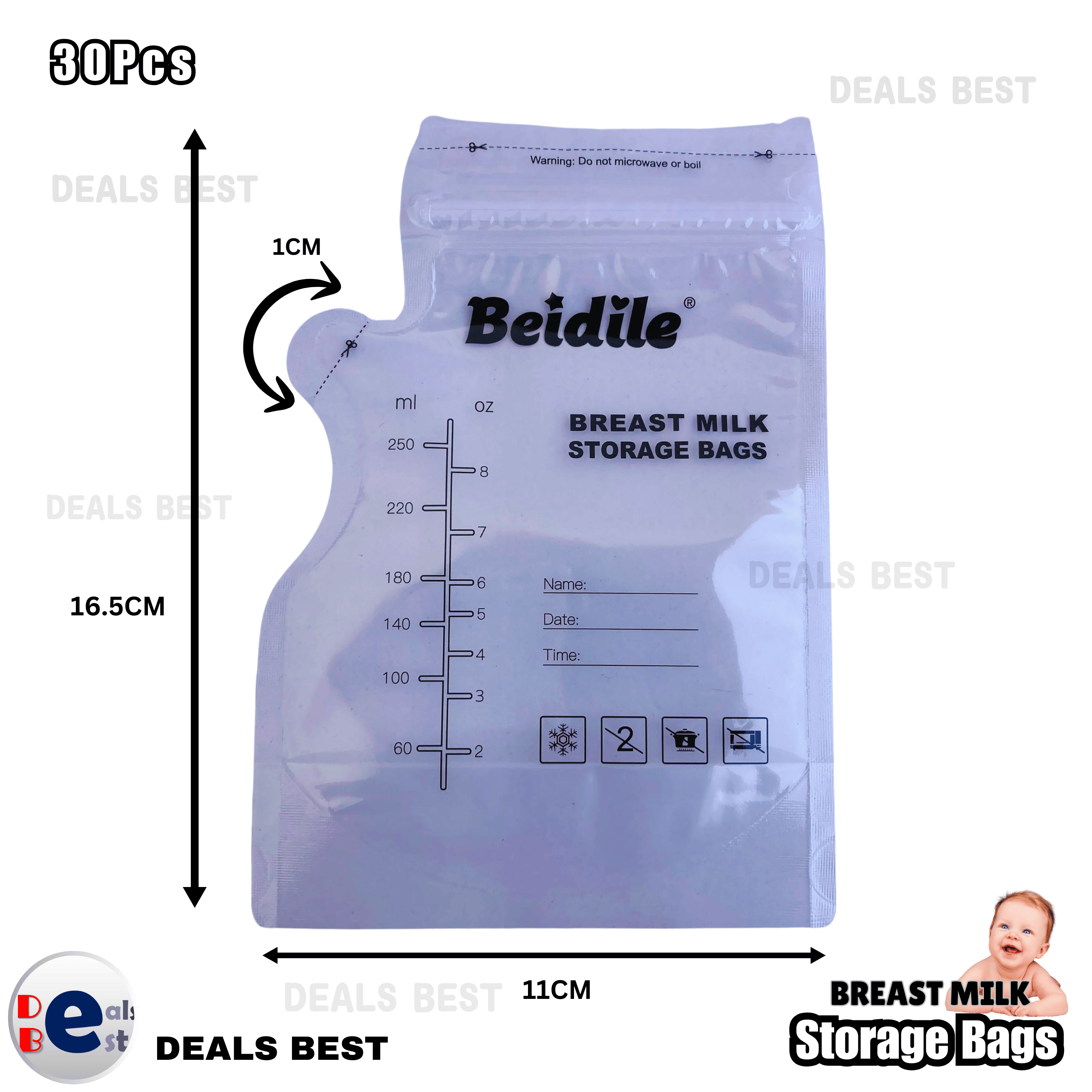 30pcs 250ml Milk Freezer Bags Mother Milk Baby Food Storage Breast Milk Storage Bag BPA Free Baby Safe Feeding Bags. 