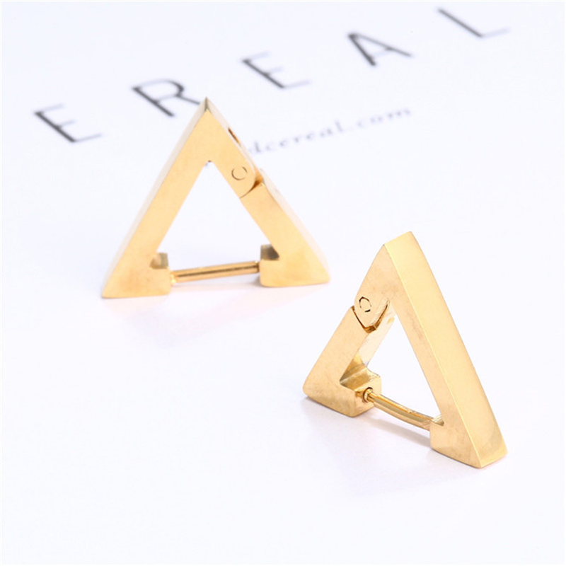 Triangle Earrings for Men Stud Earrings Titanium Steel Hoop Earrings Geometric Punk Hip Hop Personality Earrings Party Jewelry Gift. 