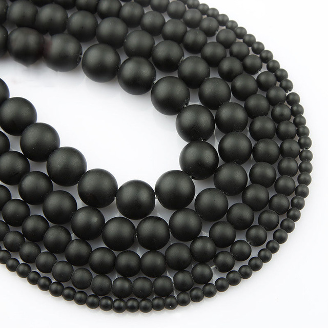 Matte Black Beads Loose Glass Stone Beads -Dull Polish Beads -for Men Women Bracelet Jewelry Making 4/6/8/10mm. 