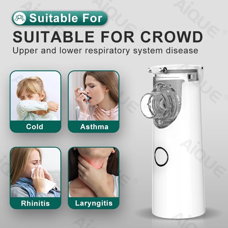 AiQUE Handheld Portable Nebulizer for Babies Kids Adults Silent Steam Nasal Aspirator Humidifier Inhaler Tools Nebulizer Asthma. 