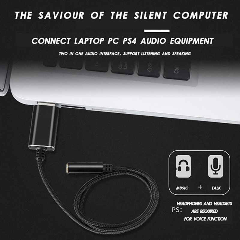 USB to 3.5mm Headphone and Microphone Jack Audio Adapter with 3.5mm Combo Aux Stereo Converter for Headset Mac PS4 PC. 