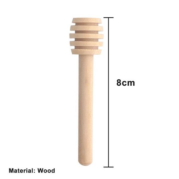 8CM Mini Wooden Honey Spoon Stick/Handheld Honey Dipper Stick/Honey Jar Long Handle Stirrer/Coffee Milk Tea Dessert Blender/Household Tableware/Kitchen Tools. 