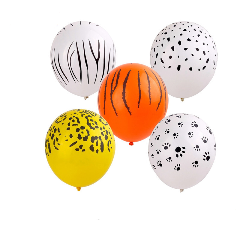 10 Pcs Jungle Animal Theme Latex Balloons - Leopard / Tiger / Zebra Balloons
