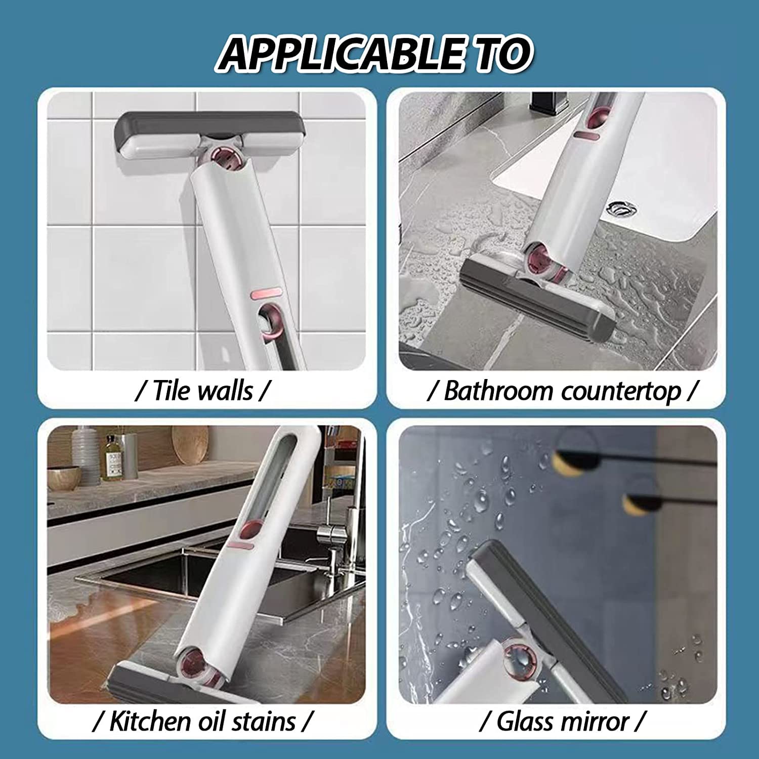 Portable Mini Mop,Self-Squeeze Mini Mop for Small Spaces,Wet and Dry Desktop Cleaning Mini Mop,Hand Free Squeeze Mop for Bathroom,Kitchen,Desktop, Glass. 