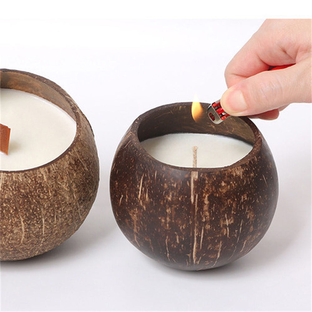 Coconut Shell Candle Holder Candlestick Natural Coconut Bowl Desk Organizer Coconut Shell Candle Holder (No Candle) Home Decor. 