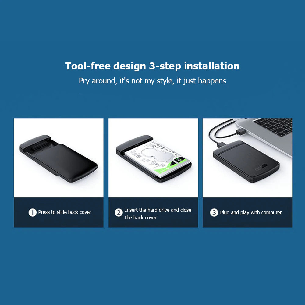 Hibuy USB 3.0 To SATA 2.5-Inch External Hard Disk SSD Enclosure Hard Disk SSD Adapter. 