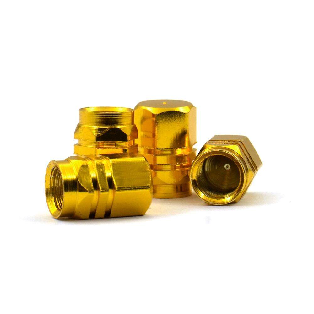 4pcs set of Gold Dust Caps Valve AIR Tire Caps Hexagon Shape Metallic Caps. 