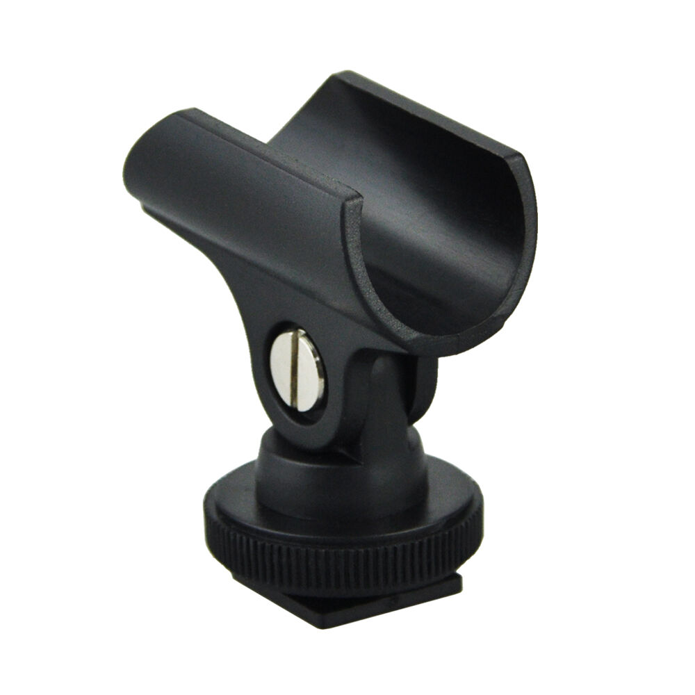 Microphone Clip Stand 19mm Plastic Mic Holder Clip with Hot Shoe For DSLR Camera. 