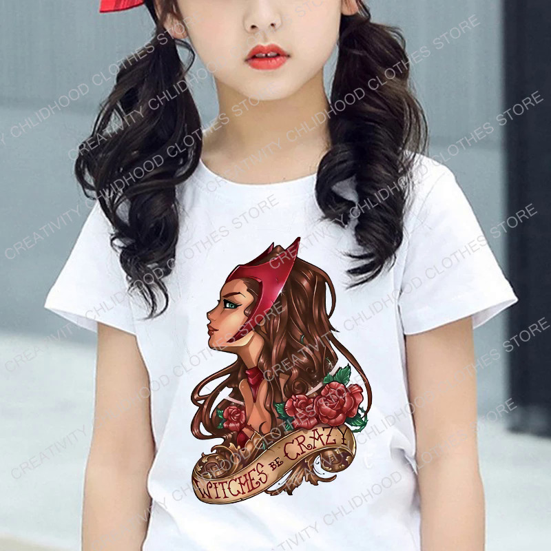 2022 Summer New Disney Princess Bad Girl Children's T-Shirt Clothes Kawaii Anime Cartoons Kid Boy Girs T Shirts Casual Tops Tees. 
