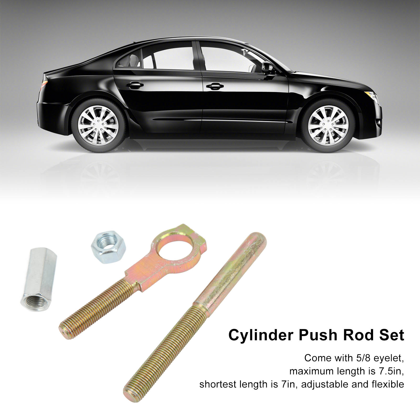 Master Cylinder Push Rod Kit Flexible Professional Repairing Adjustable 5/8 Eyelet Cylinder Push Rods for Automobile. 