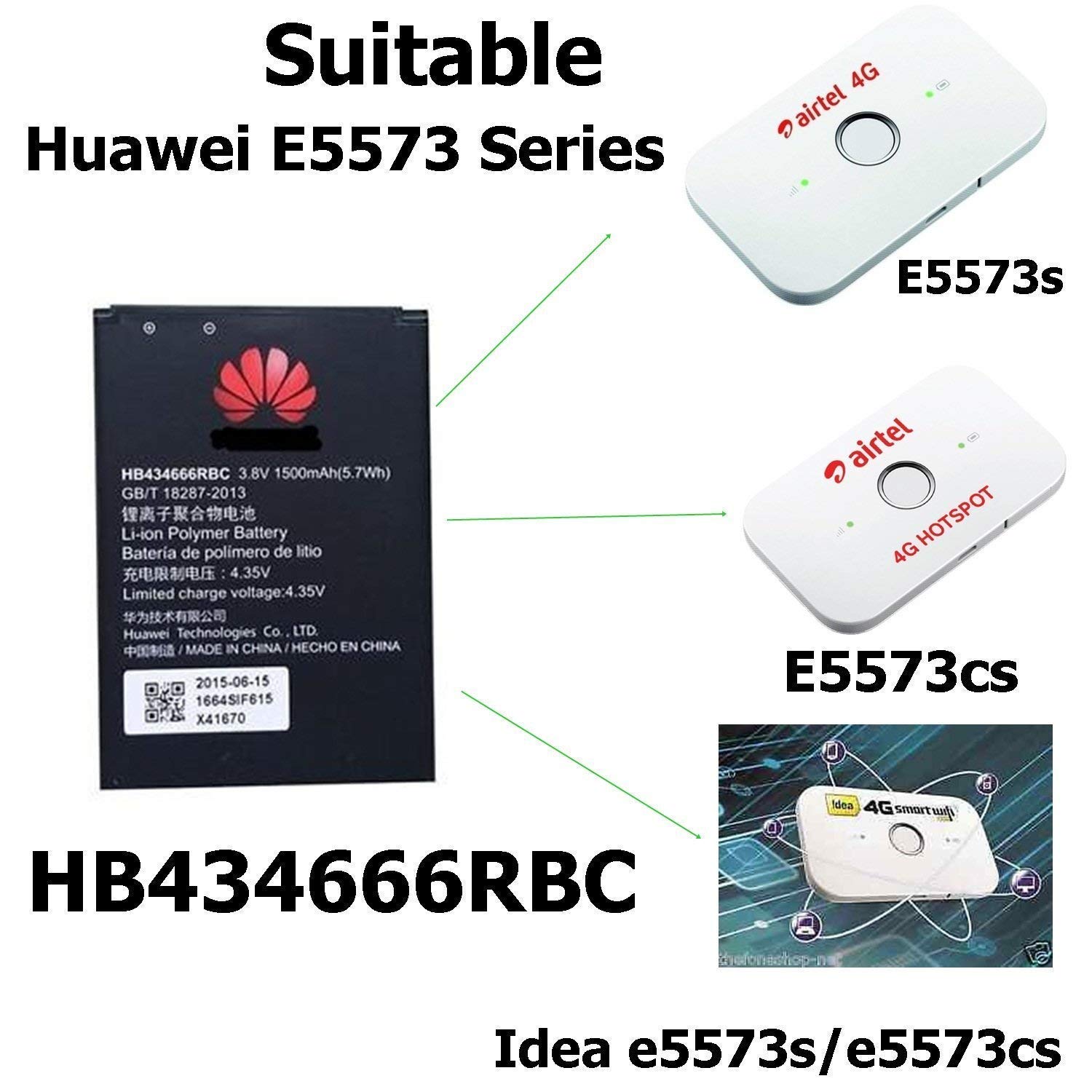 HB434666RBC Router Battery Huawei-1500 mAh. 