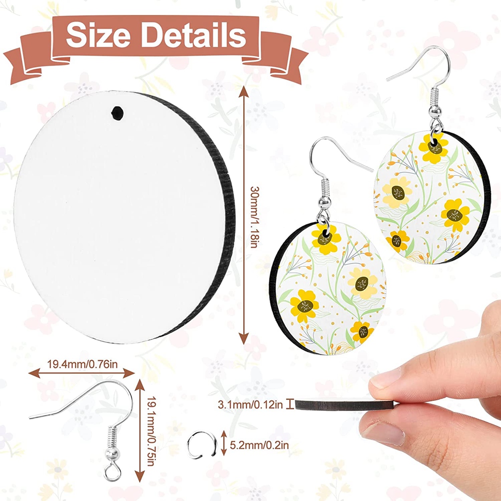 OYPFXMI 30Pcs Sublimation Blank Earrings Round MDF Board White Earrings Heat Transfer Earrings Unfinished for Jewelry DIY Making. 
