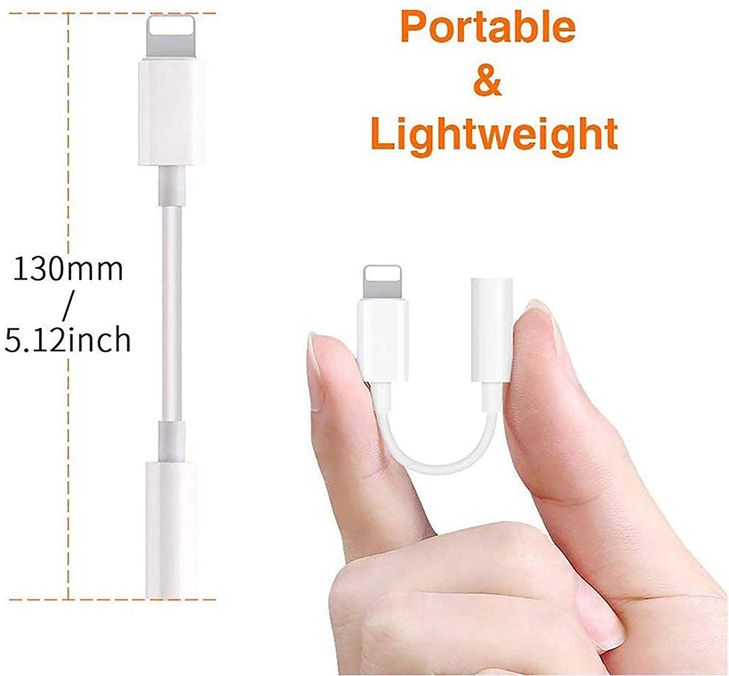 Lightning to 3.5mm Headphone Jack Adapter for iPhone X,Xs,Xs max,11,12, 8,7, 6 Plus. 