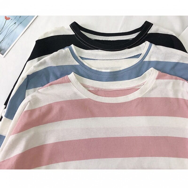 [LazChoice]VIRENE Korean Fashion Plus Size Striped Shirt Fashion Casual Loose Tops Long 1 Sleeve T-shirt Baju Lengan Panjang Pemborong Baju 221104 - Virene Collection. 