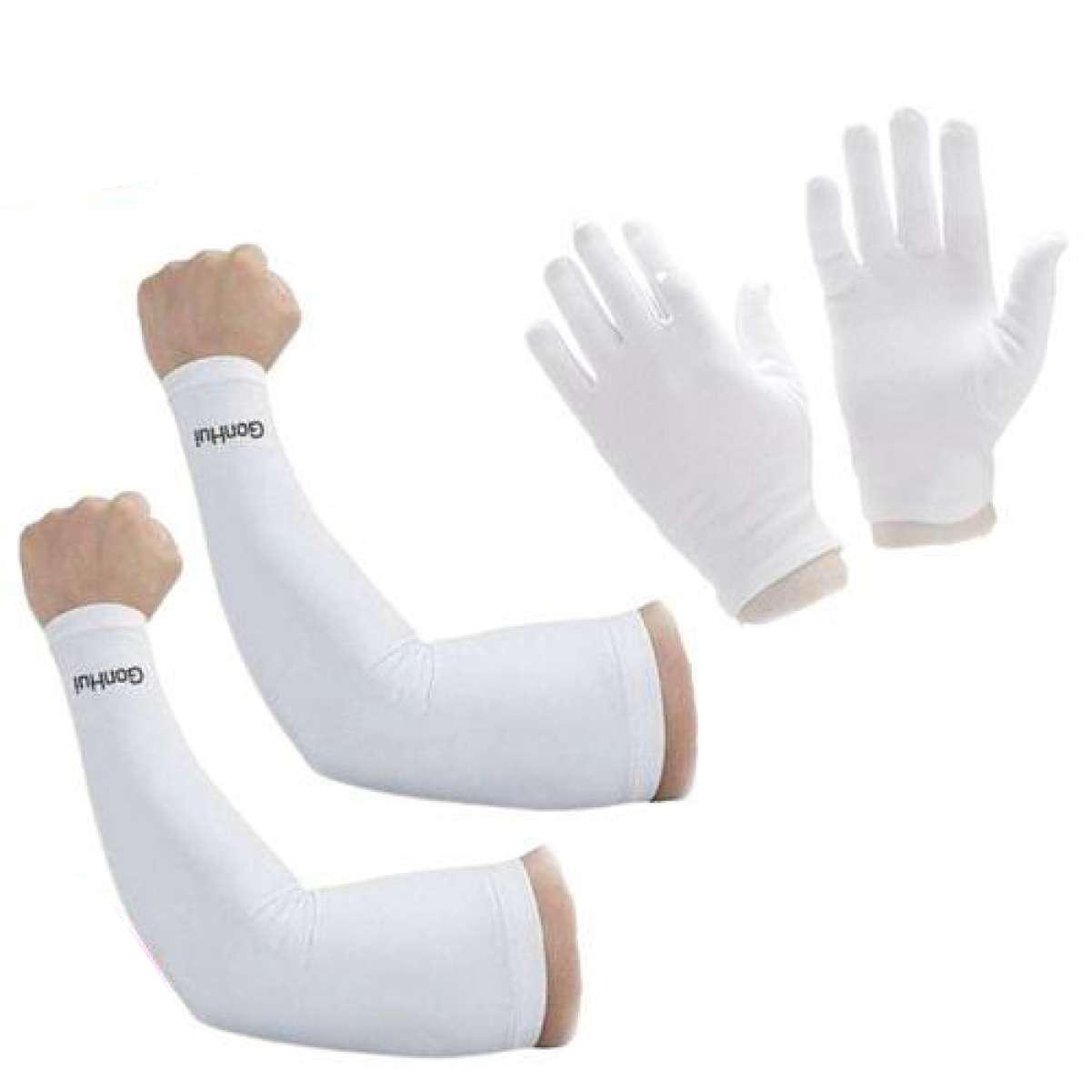 For Bike Car Riders - Hand Gloves and Arm Slaves- Multicolor. 