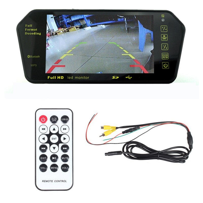 Car Rear View Kit 7 Inch LCD Bluetooth Mirror Monitor With Reverse Camera 170°Wide Angle Lens Support Night Vision. 