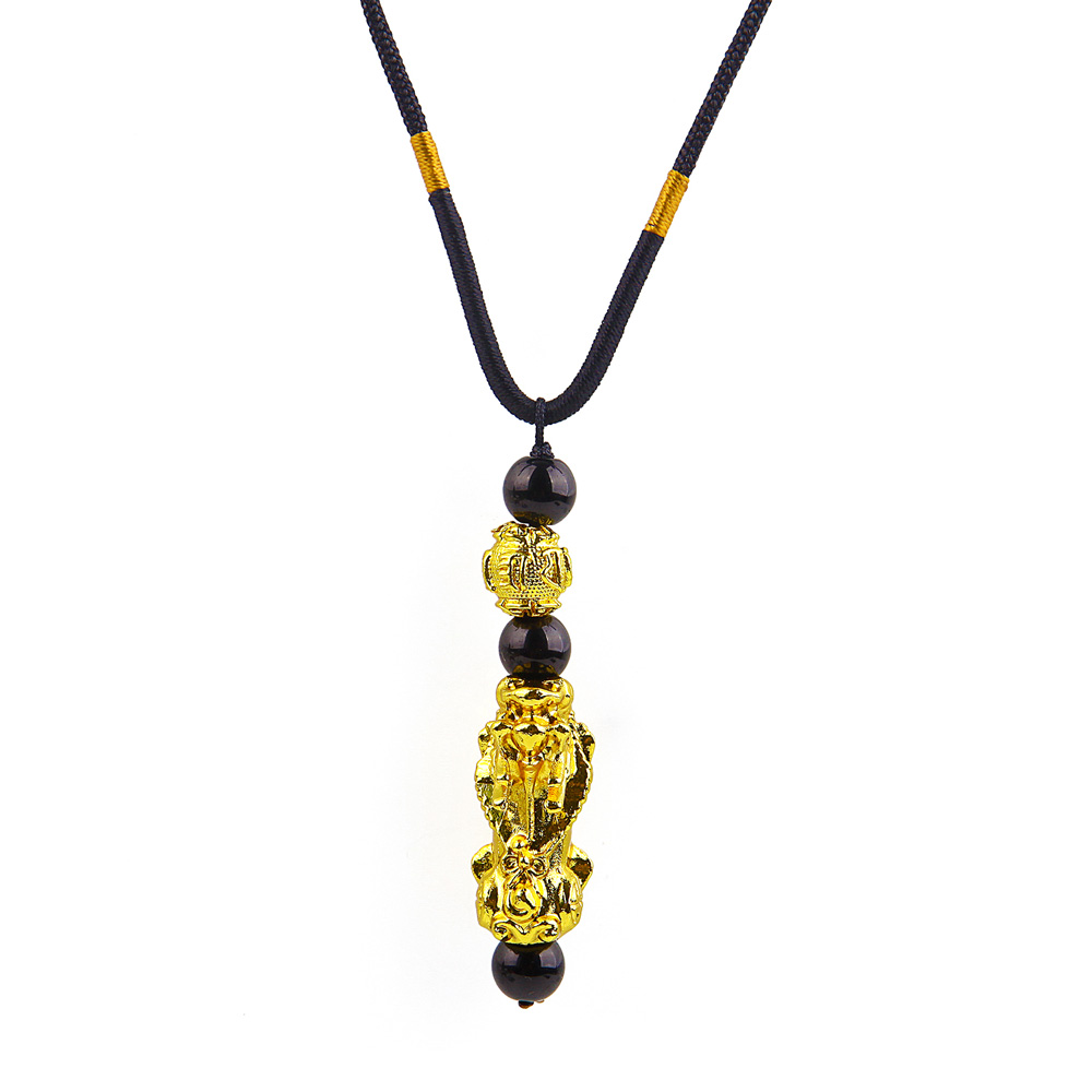 Chinese Jewelry Buddhist Beads Gold Silver Plated Pendant Women Men Good Lucky 24k Gold Feng Shui Pixiu Necklace. 