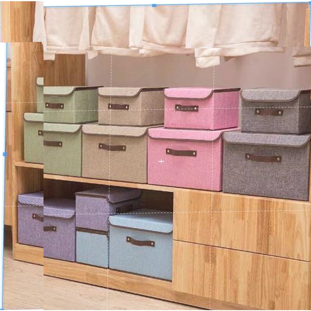 2in1 Plain Color Foldable Storage Box Organizer With Cover set,small Storage Box,big Storage Box