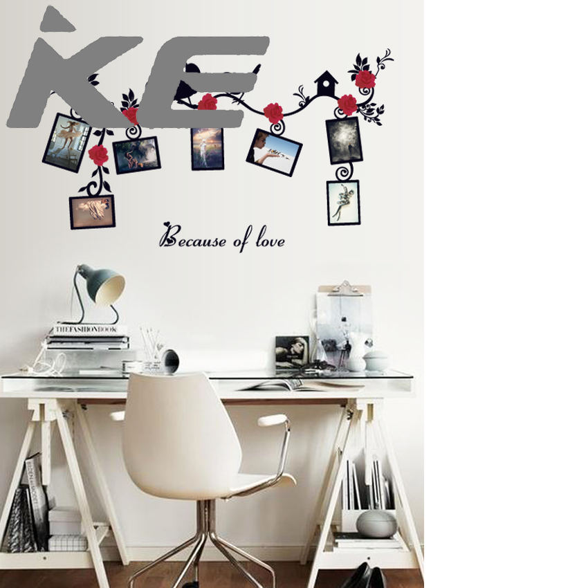 【IKE】SK-6025 love Bird photo frame sticker wall sticker Decorative Stickers living room stickers Nursery Decal Stickers Mural