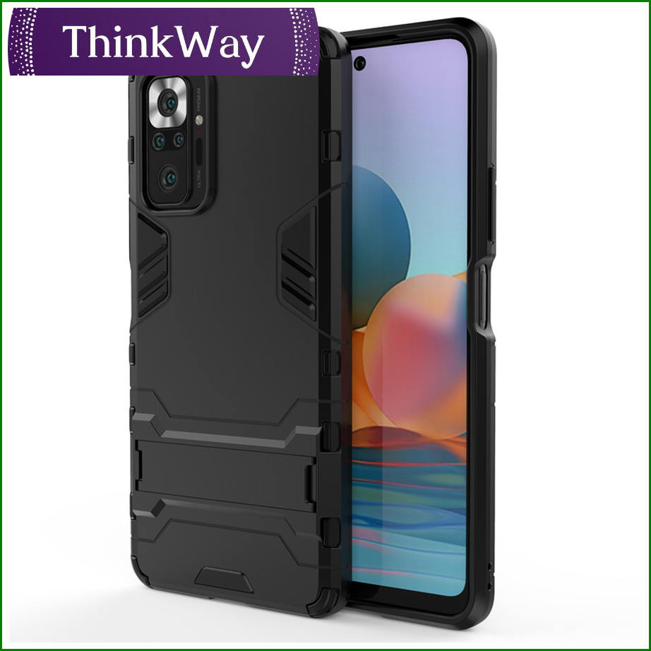 【ThinkWay】Iron Man Armor Shockproof Slip Resistant TPU and PC Case with Magnetic Stand and Belt Clip For Xiaomi Poco M3 & Redmi Note9 4G China Version/Redmi 9T/Redmi 9 Power
