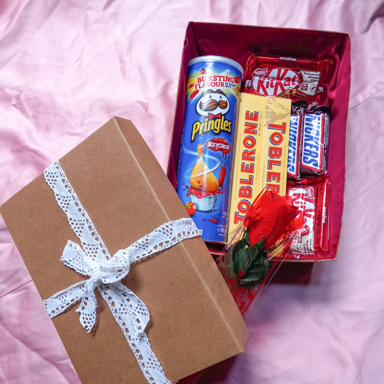 Chocolate Gift Box with Pringles Serrt gift box love gift anniversary gift birthday gift. 
