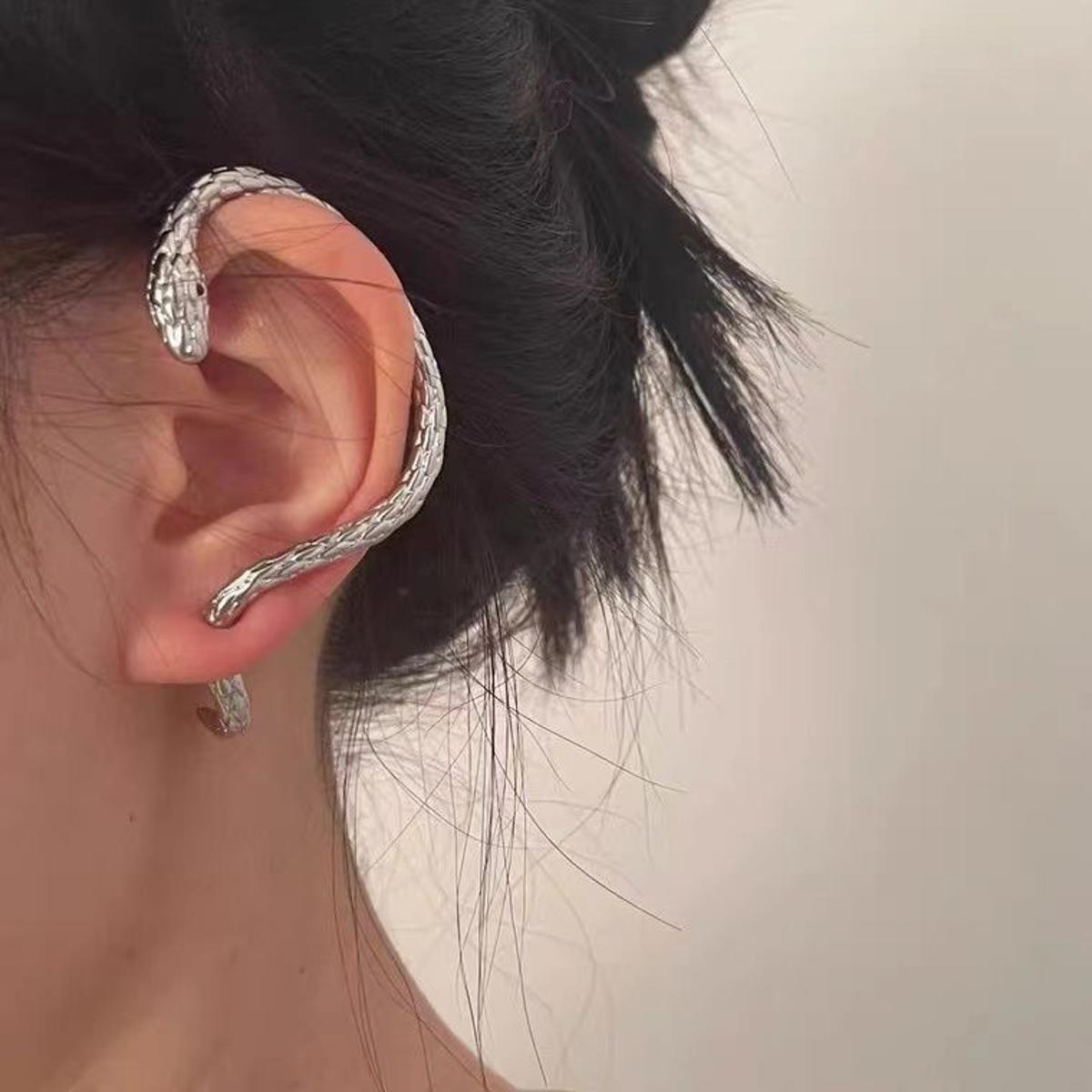 Women Men Vintage Punk Twining Snake Shape Stud Earrings / Ladies Gothic Ear Cuffs