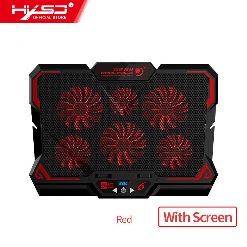 HXSJ 17 inch Gaming La-ptop Cooler Six Fan Led Screen Two USB Port 2600 RPM La-ptop Cooling Pad Stand. 