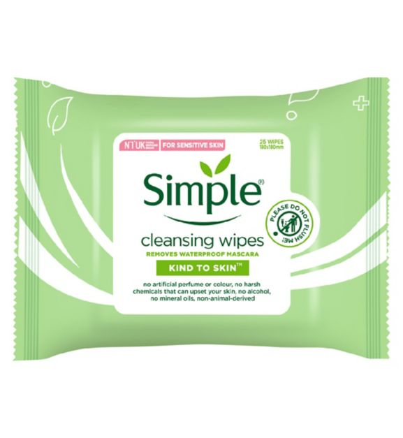 Simple Kind to Skin Face Wipes removes 