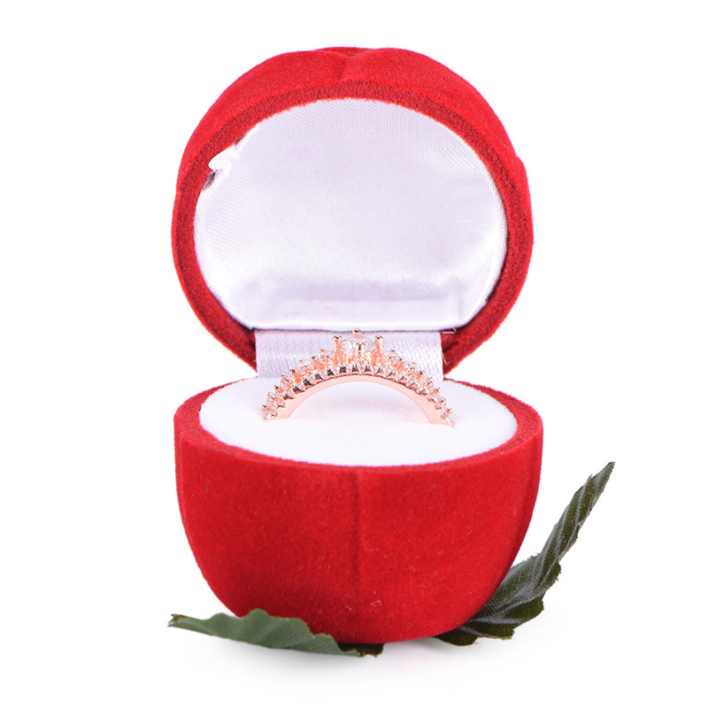 Red Rose Flower Velvet Jewelry Storage Box Engagement Ring Display Case Holder Hot Sale. 