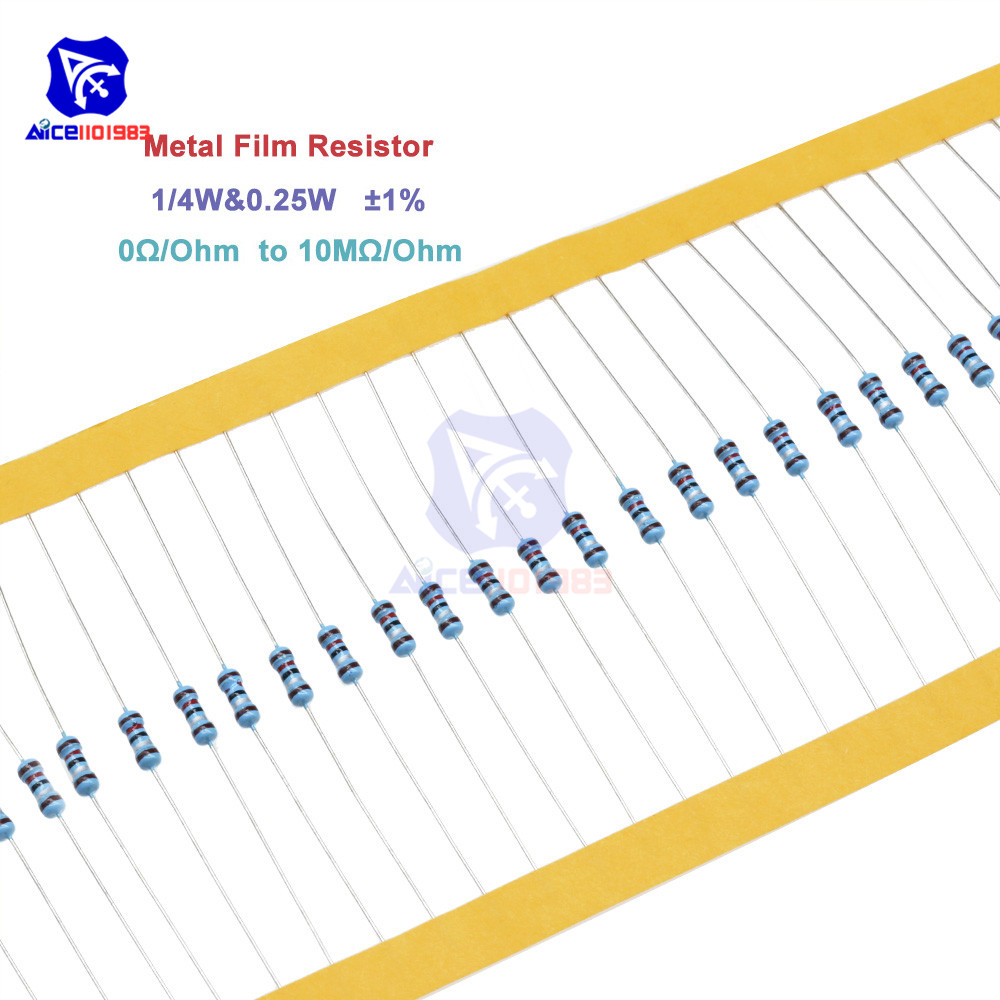 【beauty code】diymore 100PCS Metal Film Resistor 1% 0.25W 0-10MOhm 1R 10R 220R 1.5K 2.2K 4.7K 10K 22K 100K 1K5 2K2 4K7Ω Resistance. 