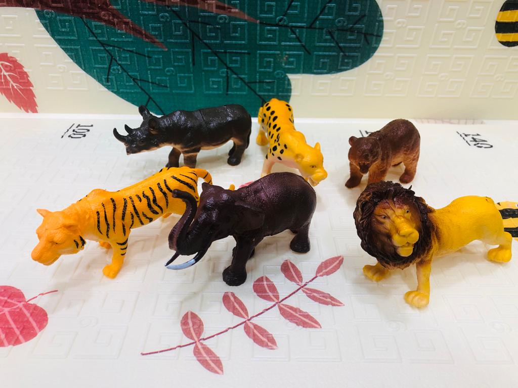Good Quality Rubber Animals Toy 6 Pieces Set Kids Playing Rubber Toys Educational Toys for Kids Wild Animal Rubber Toys. 