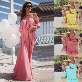 Girls Chiffon Dress Family Matching Outfits Mother Daughter Dress Mommy And Me Clothes Parents Kids Long Dress Pink Buy Sell Online Best Prices In Srilanka Daraz Lk