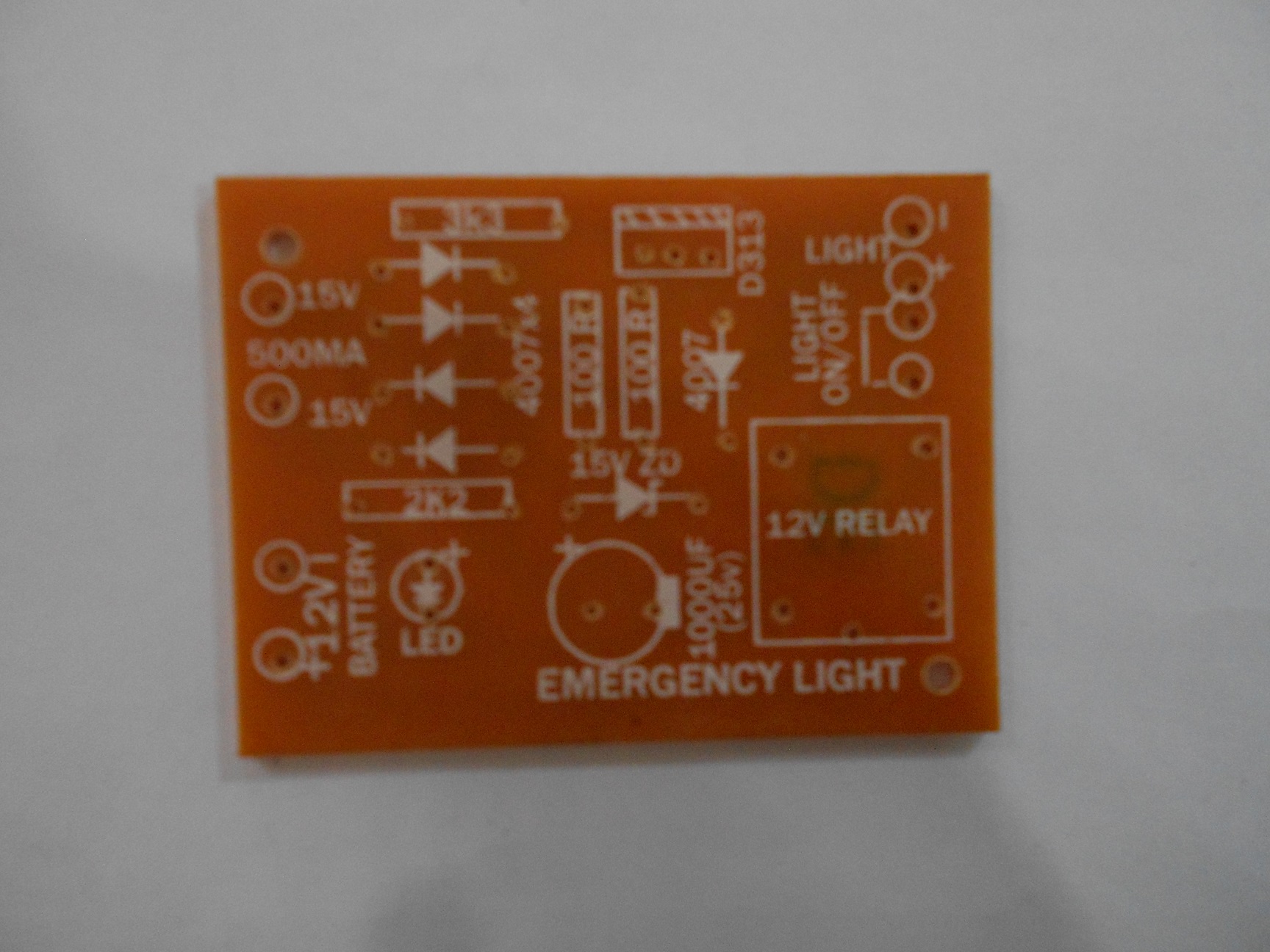 12V emergency light circuit using D313 and Charge Controller of SLA Lead Acid Battery PCB Board Only Production Diy Kit. 